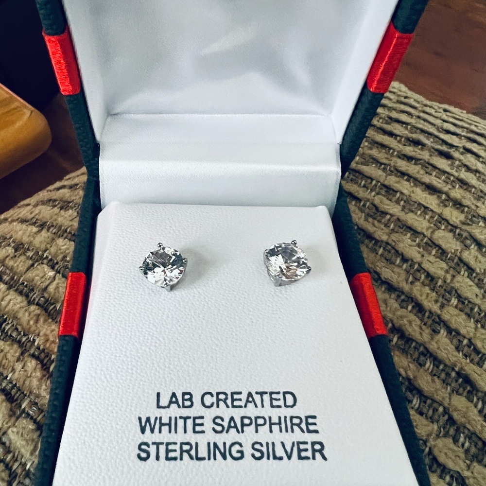WHITE SAPPHIRE STERLING SILVER EARRINGS